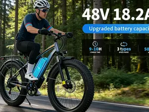 1500W peak fat tire e-bike max 50KM/H, 26×4.0 all-terrain tires, 48V 18.2AH big battery for city & off-road Adult electric mountain bike with 7-speed shift, hydraulic dual disc brakes & smart LCD displayLong range 3-mode ebike, anti-slip snow/mud tires,