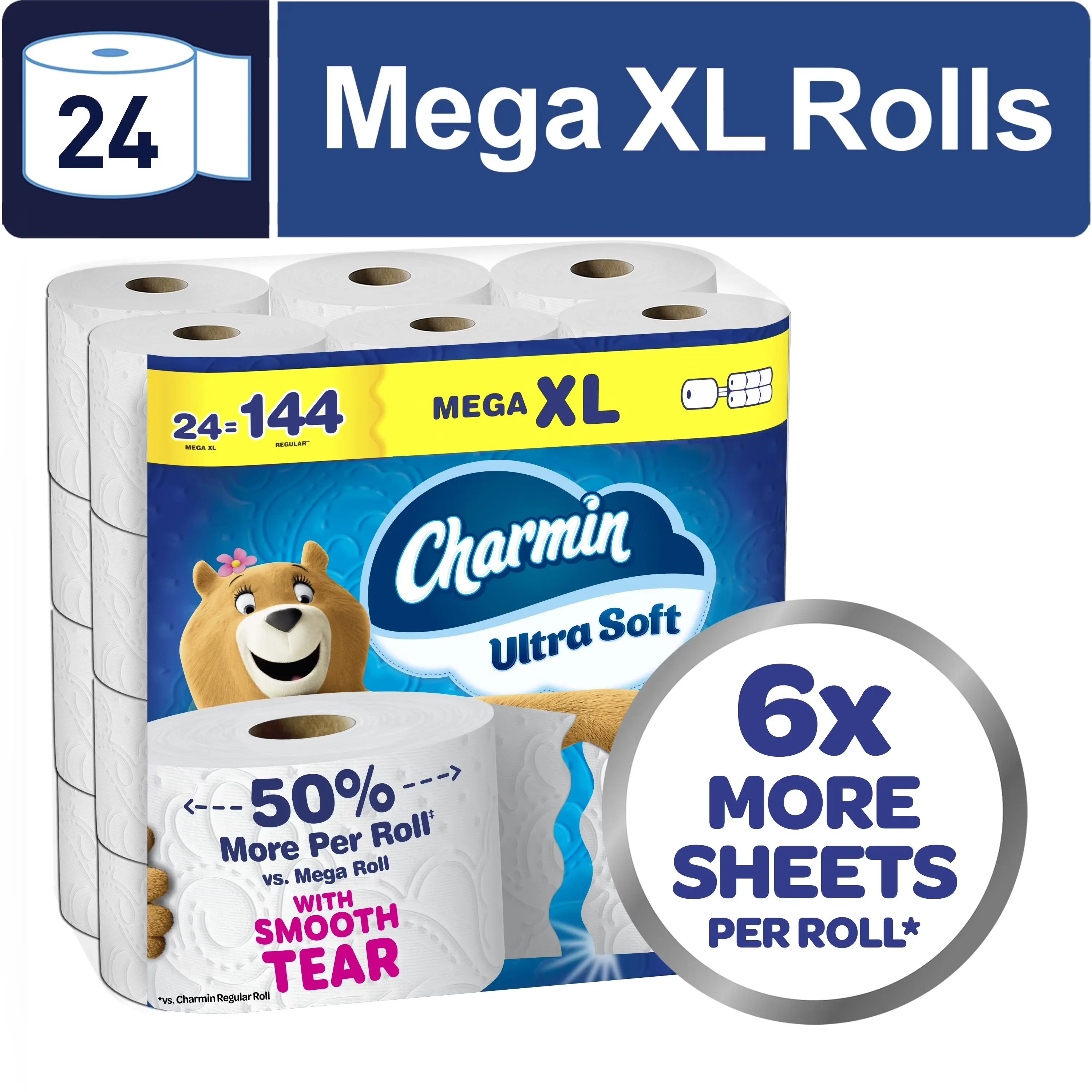 Charmin Toilet Paper Ultra Soft, 24 Mega XL Rolls