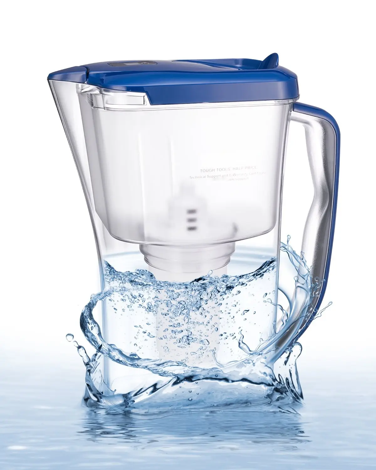 Water Filter Pitcher, 9-Cup Capacity, 5-Stage Filtration System, BPA-Free Drinking Water Dispenser With 40-Gallon Filter Lifespan, Easy Pour Spout, Large Removable Lid, Slim Countertop Design For Fresh Tasting Water
