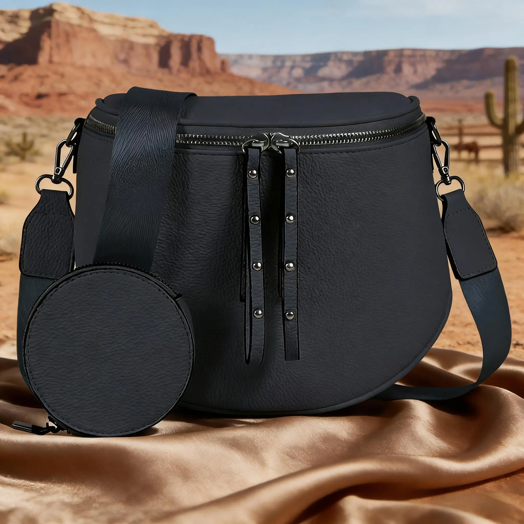 24時間以内発送 未使用品 希少カラー Leather Waist Bag Women's 2026 Versatile Crossbody Bag with Detachable Mini Round