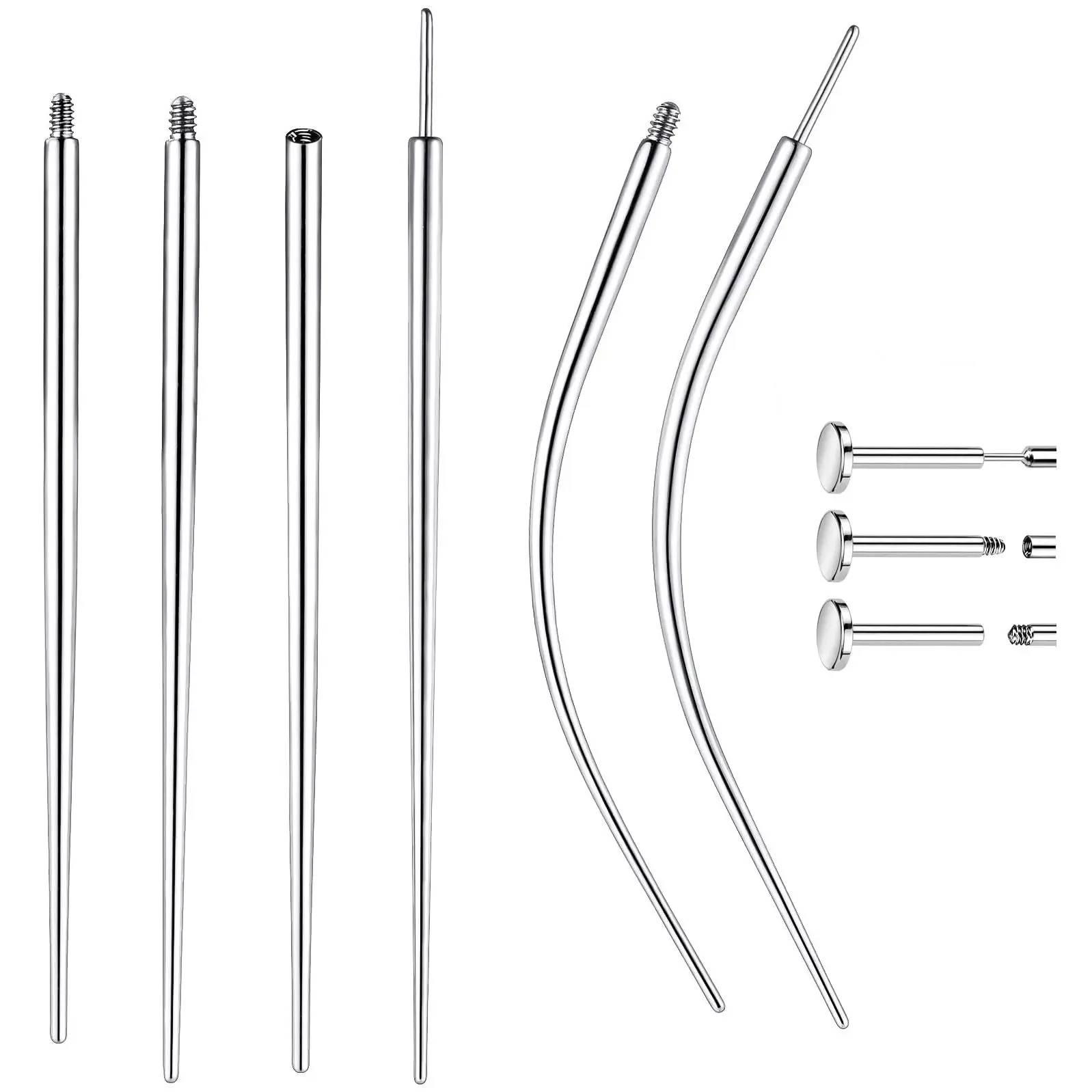 Tools For Changing - Threader Tool With Ball Grabber Flat Earring Nose Taper Insertion Body Flatback Screw Kit 16g 18g