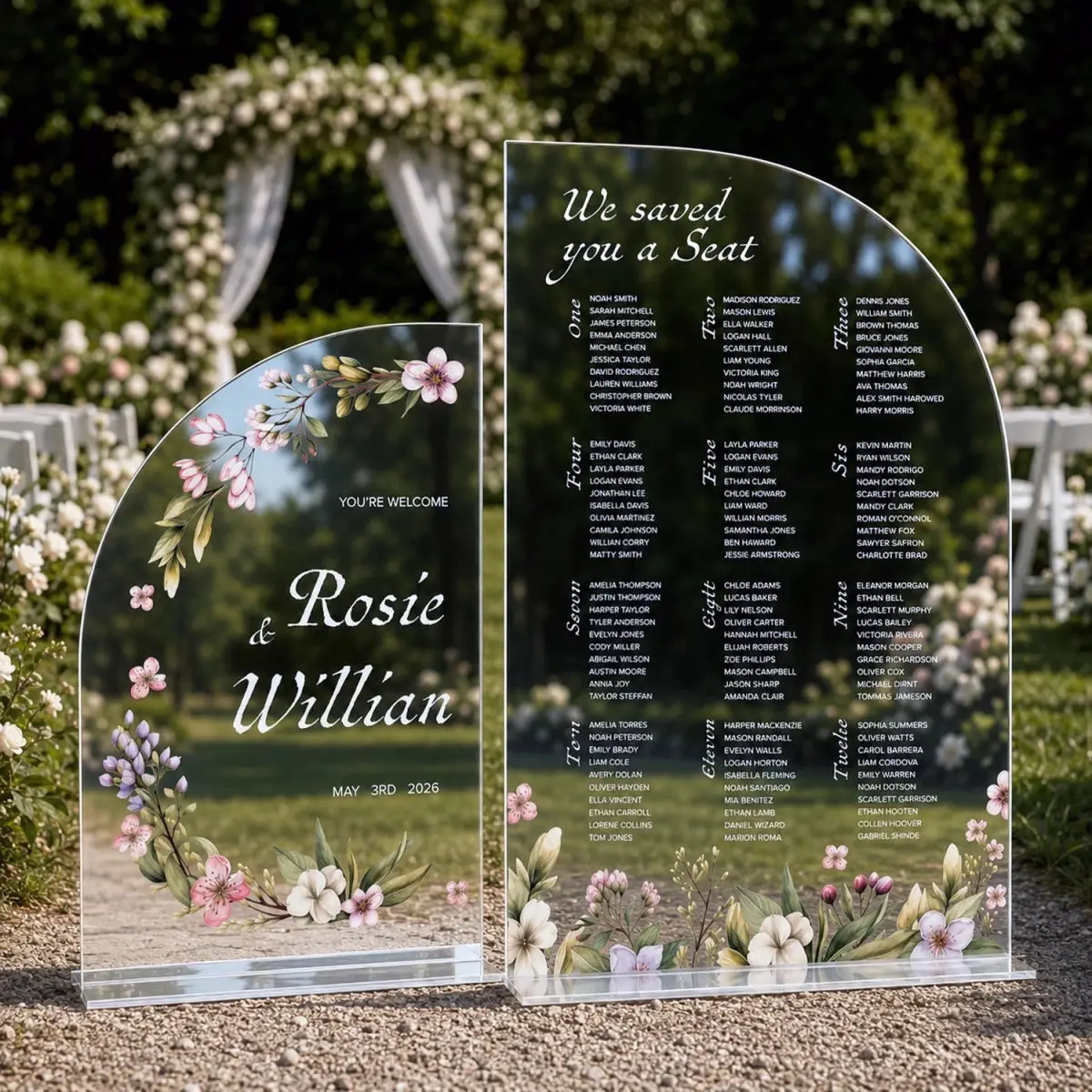 Floral Wedding Welcome Sign & Seating Chart Set