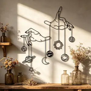 Metal Wall Art, Planet & Hand Design Wall Decor, Wall Hanging Decor for Home Living Room Bedroom Study Room, Home Decor, Poster, Wall Art Decoration, Art Work For Wall Decor