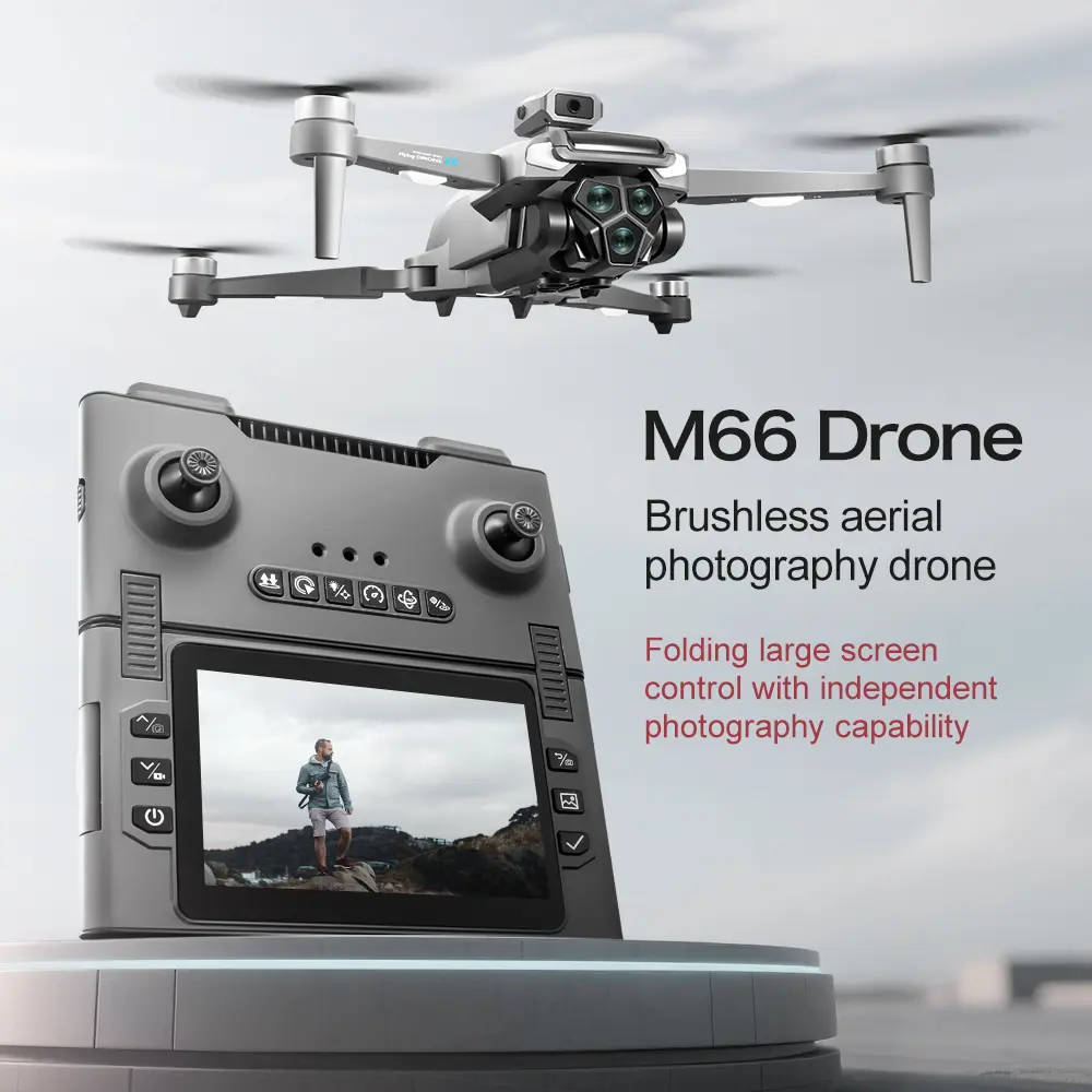 M66 Unisex  Brushless Motor 4-Rotor Folding Multi-Rotor RC Aeroplane Drone with HD Camera, 5G FPV Transmission, Obstacle Navigation, Stable Altitude Hold, 1-Key Return for Aerial Photography on Smart Devices