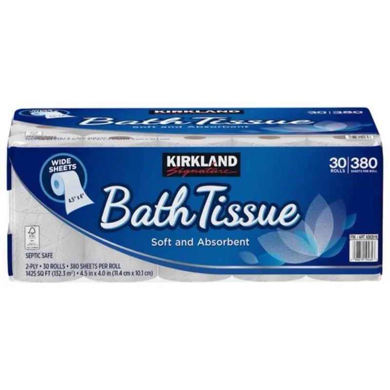 Brand: KIRKLAND 4.5 4.5 out of 5 stars (633) Kirkland Signature Bath Tissue, 2-Ply, 425 sheets, 30 rolls