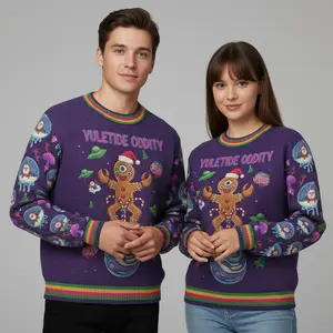 Yuletide Oddity Sweater – Galactic Gingerbread Ride Ugly Sweater