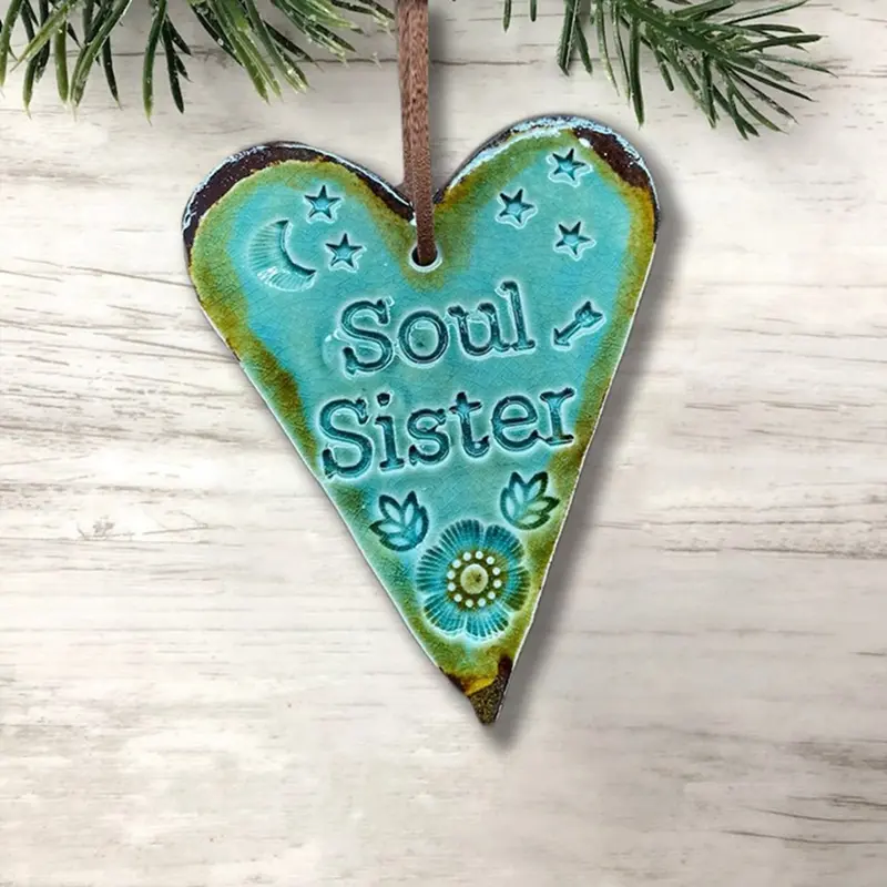 Handmade Personalized Shaped B Friendship Ornament, Soul Sister Best Friend Hanging Festive Decoration for Home & Party Supplies