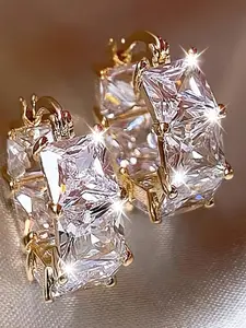 S925 Sterling Silver Rhinestone Decor Dangle Earrings, Stud Earring Jewelry, Statement Earrings, Fashion Jewelry for Party, Daily Clothing Decor, Trendy All-match & Exquisite Jewelry for Birthday Gift