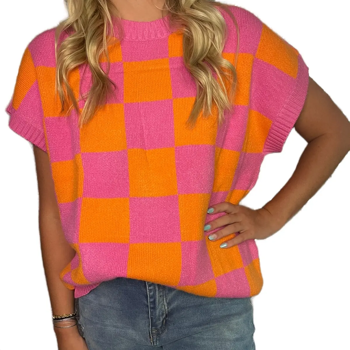 Dora The Explorer Checkered Sweater Vest for Women - Fashionable Sleeveless Top