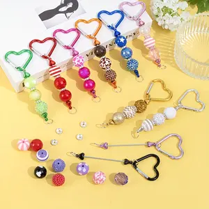10 Piece Heart Keychain Set, DIY Keyring Pendants, Silver Color Metal Beads, for Bracelet Keys, Connectors, Handmade Jewelry, Bag Accessories, Bling Bling Keychains