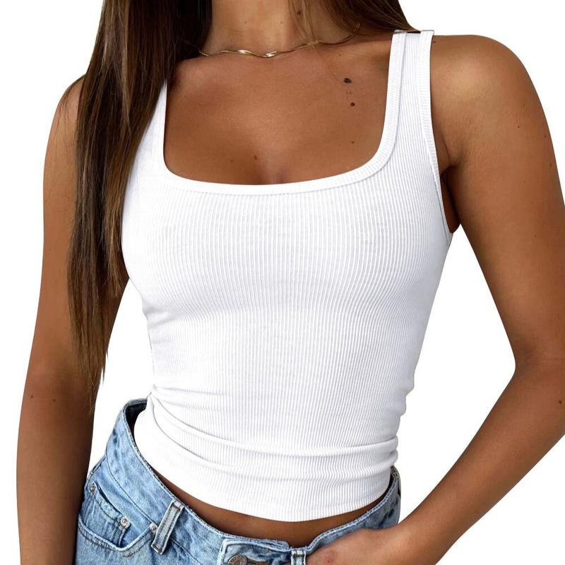Fashionable Hot Girl Summer Cropped Tank Top Vest white tops Womenswear Casual white tank top crop tops