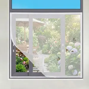 White Invisible Window Screen Mesh – Breathable Mosquito & Flying Insect Protection, Hook & Loop No-Drill Install, Removable Window Bug Net for Home