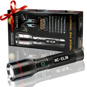 Super Bright Flashlight,High Powered Flashlight,High Lumens Rechargeable LED Flashlight, With 5 Lighting Modes Hidden USB Charging Zoomable Waterproof Portable rechargeable Torch for Outdoor Adventures Camping Hiking Fishing Night Safety Father's Day Gift