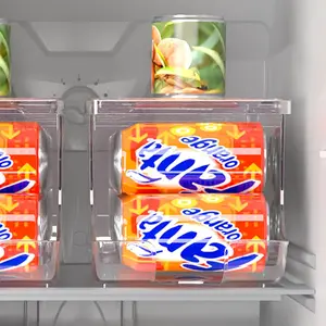 2 Pack Stackable Soda Can Organizer with Lid for Refrigerator and Freezer Clear Storage Bin Holds 12 Cans Each Ideal for Fridge Rack