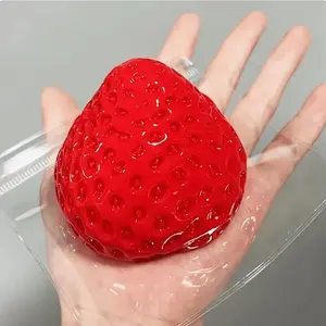 Internet-Famous Realistic Glittery Soft Moldable Strawberry Squishy Toy - Stress Relief Desk Decor, Fun Prank Item, Collectibles for Comics, Video Games, Sports, Science Enthusiasts, Jujutsu Kaisen Mini Action Figures Set Box Cube