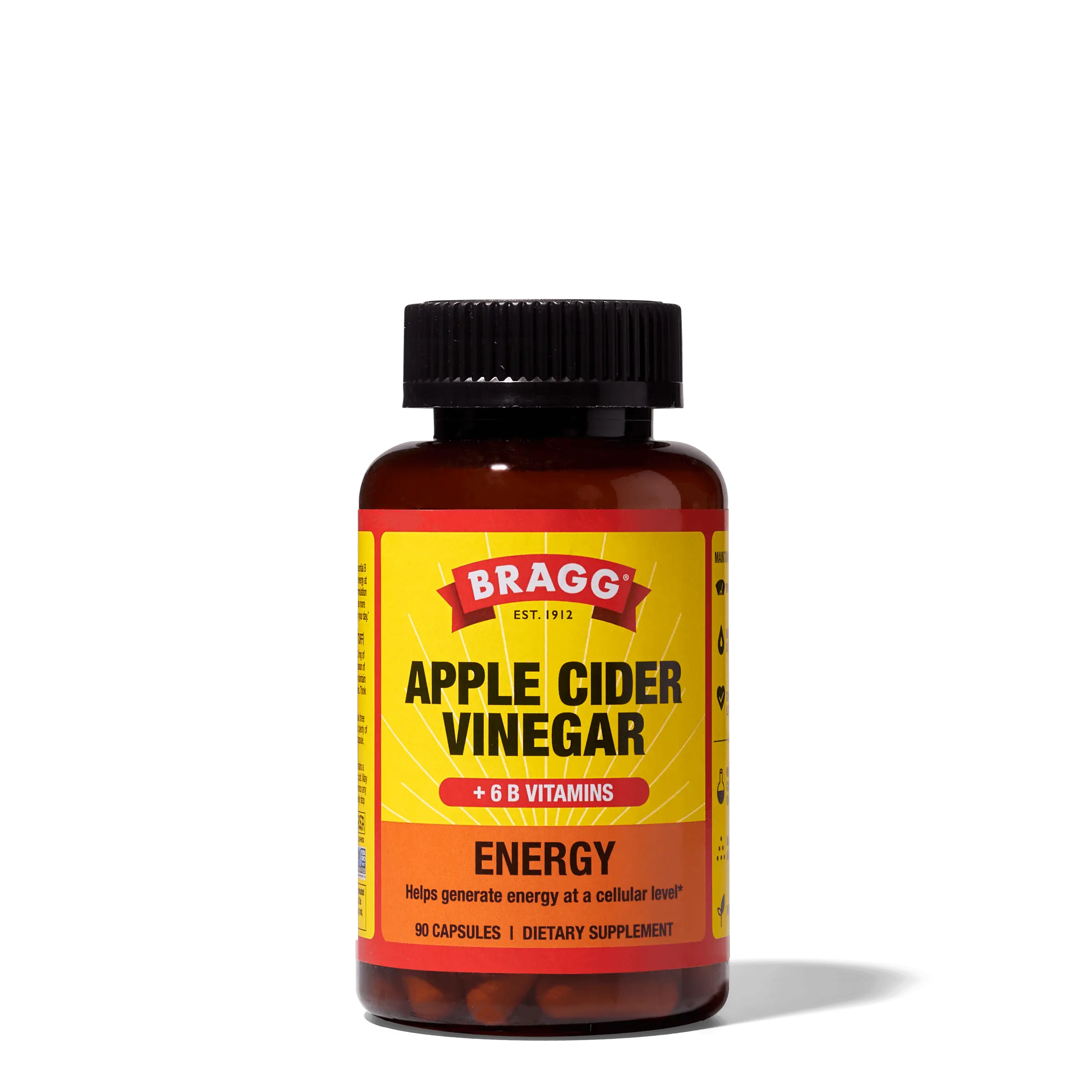 Bragg Energy ACV Supplement - 750 mg Acetic Acid & 6 B Vitamins for Natural Caffeine-Free Energy Boost
