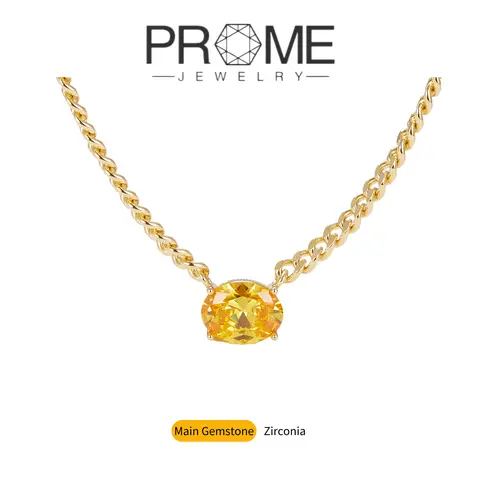 Women’s CN103 Dainty Oval Sparkly Cubic Zirconia Pendant Dainty Necklace - Hypoallergenic, Durable, Lightweight Chain, Easy-Wear Crystal Accessory for Daily Wear, Birthday Gifting, Everyday Elegance