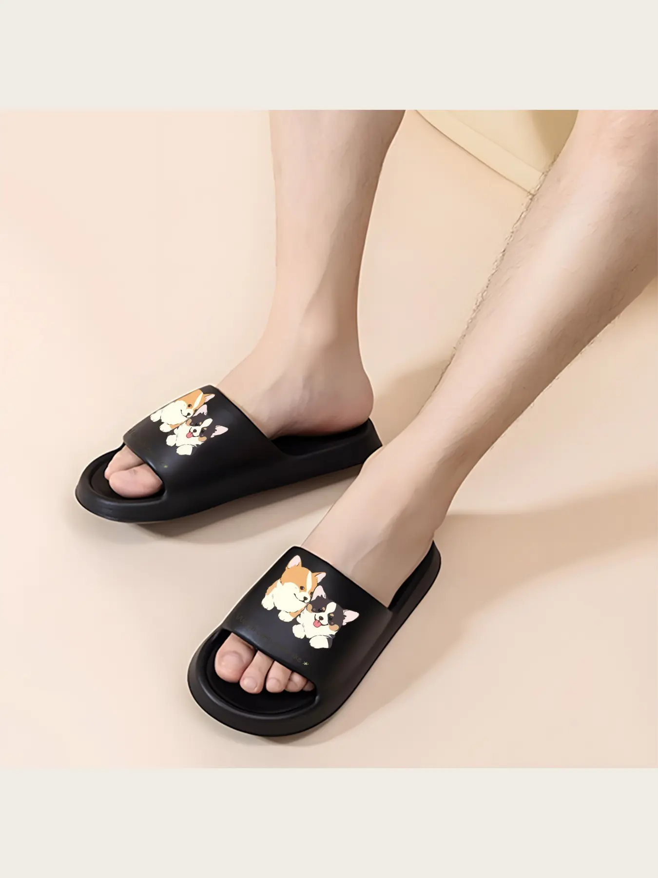Adorable Welsh Corgi Pembroke Print Slippers for Women Men Soft Comfortable Non-Slip House Shoes Indoor Outdoor Warm Plush Fleece Lined Dog Lovers Gift