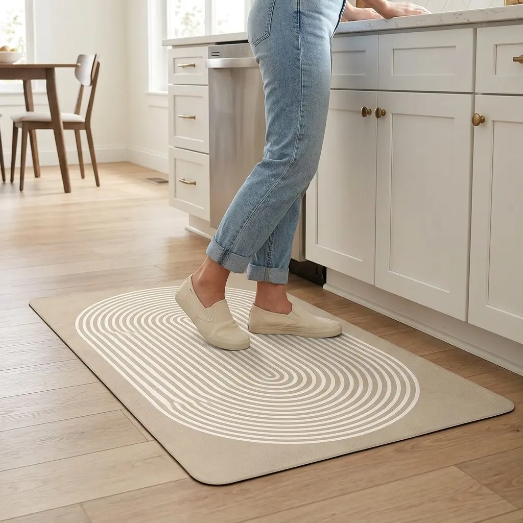 Non Slip Washable Kitchen Mat Set, Simple Geometric Kitchen Mats for Floor, Runner Mat Set of 2 for Front of Sink, Laundry Room, Hallway Home Decoration