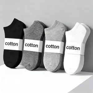 Men's Solid Color Cotton Ankle Socks, Casual Basic Extra Low Cut Socks for Men, Men's Anklets for Summer, National Day Offers