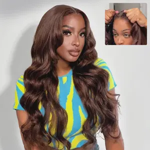 [Soft Glam Waves] Megalook #4 Brown Chocolate 13x6 Glueless Lace Frontal Wig Transparent HD Lace Frontal Wigs Pre-plucked Natural Hairline Put on Go Beginner Friendly Wig #Summervibes