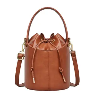 RIVERICH Women's fashionable plain color handbag, top handle handbag, leather handbag, casual multi-functional handbag with drawstring design, fashionable full set daily handbag, wallet, fashionable commuting wallet diagonal cross bag