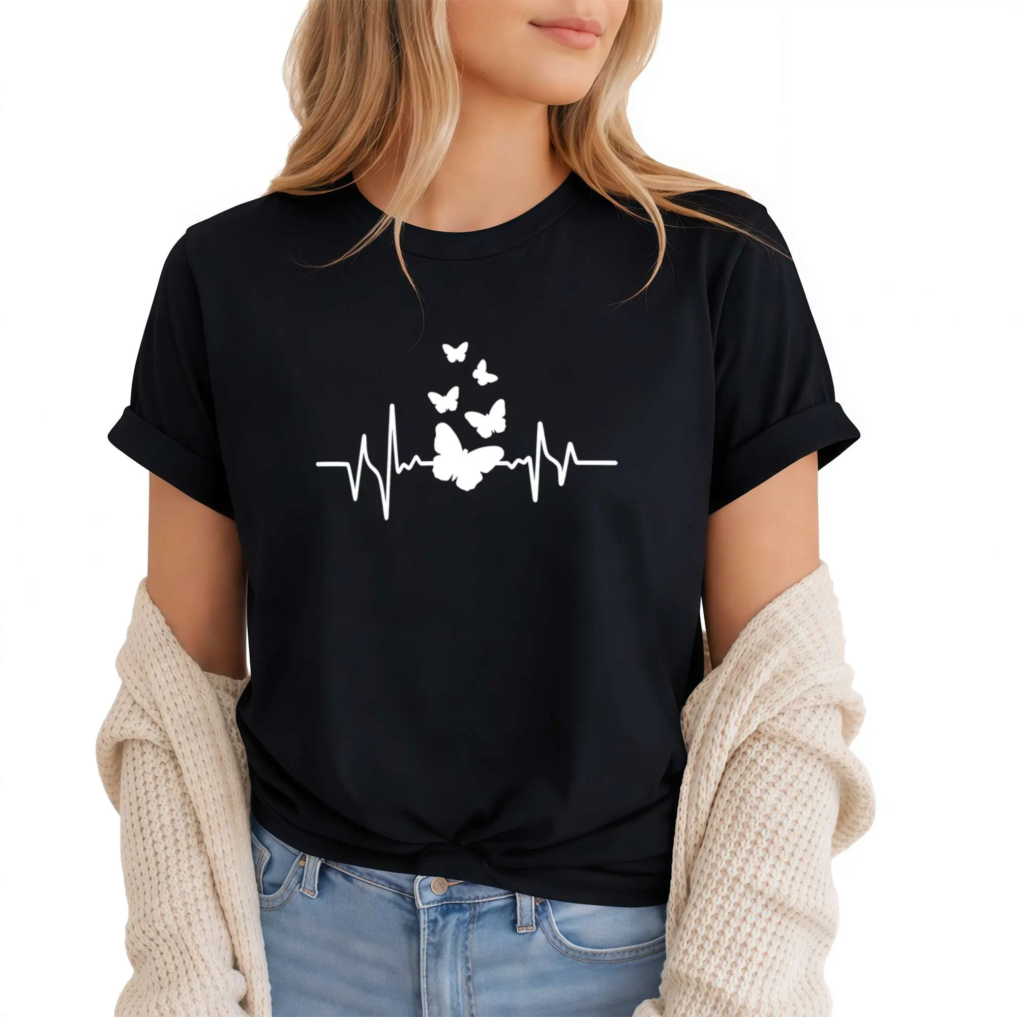 BLACKMYTH Women Cute Graphic Tees Cotton Butterfly T-Shirts