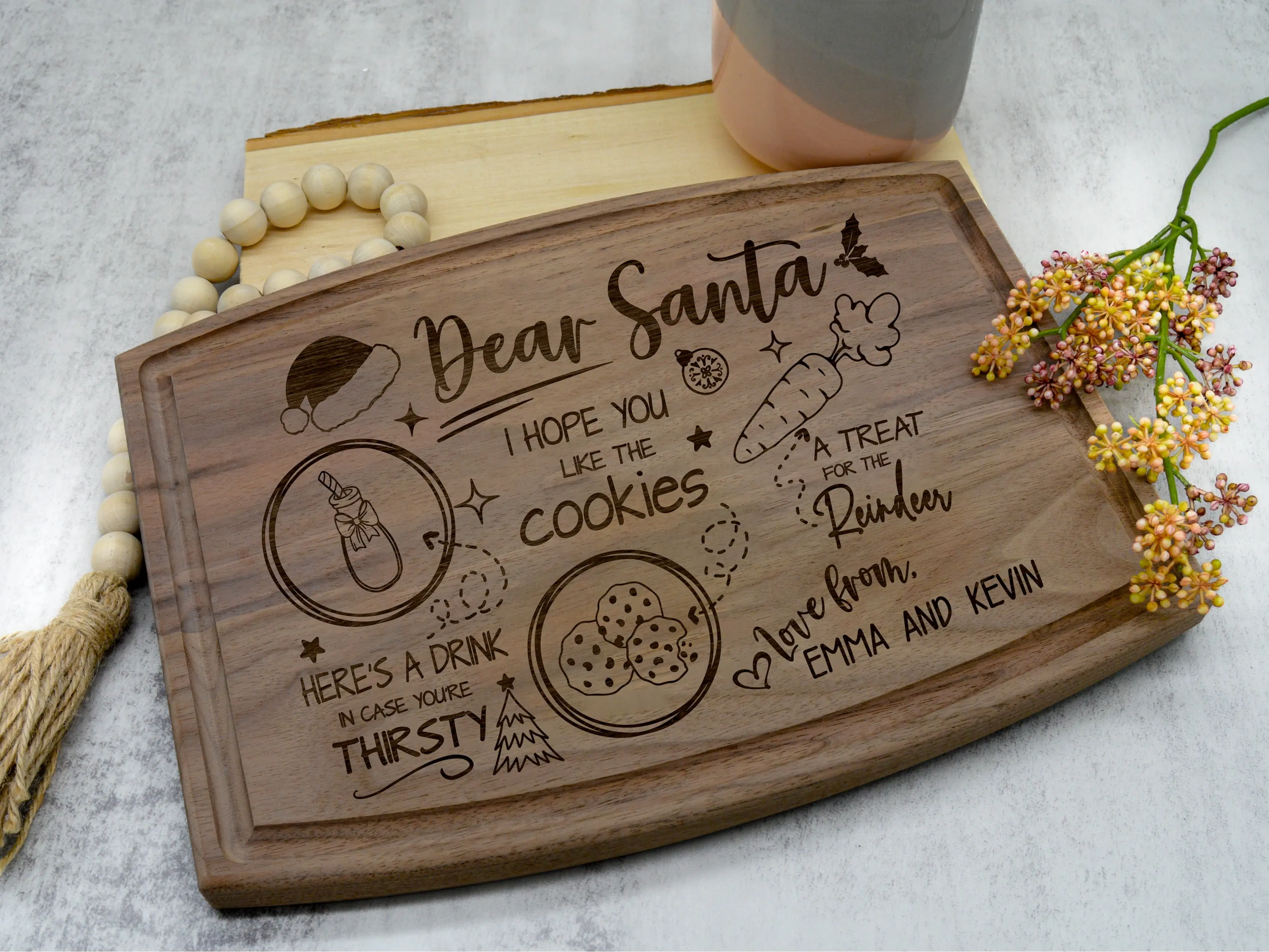 Christmas Cutting Board - Santa Cookie Tray - Santa Treat Board - Santa Tray - Cookies for Santa - Christmas Board