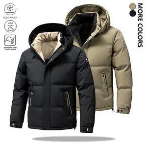 Autumn Winter New Men's Cotton Coat 100% Polyester Fiber Hooded Design Windproof Warmth Thickened Jacket Outdoor 150D High Elastic Membrane Fabric - Suitable For Outdoor Mountaineering Sports Clothing, Men's Bread Coats, Men's Down Jackets, Long Sleeve Ja