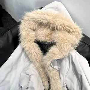 Winter plush jacket American log warm jacket men and   retro stylish hip-hop simple loose leather motorcycle punk jacket