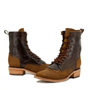 Lace Up Bulldog Men's  Boots - Tan
