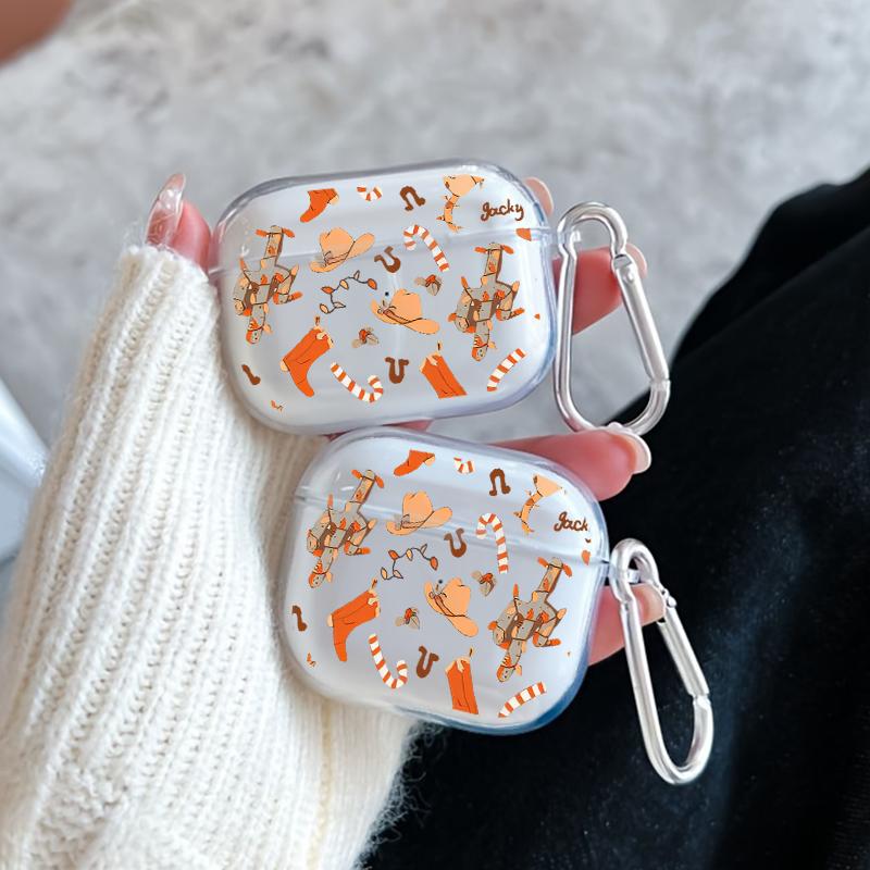 Cowboy Delight Pattern TPU Soft Protective Case for Apple AirPods 4/3/2/1/Pro/Pro2 Transparent Earphone Cover with Keychain Attachment Cowboy Delight Pattern TPU Soft Protective Case for Apple AirPods 4/3/2/1/Pro/Pro2 Transparent Earphone Cover with Keychain Attachment