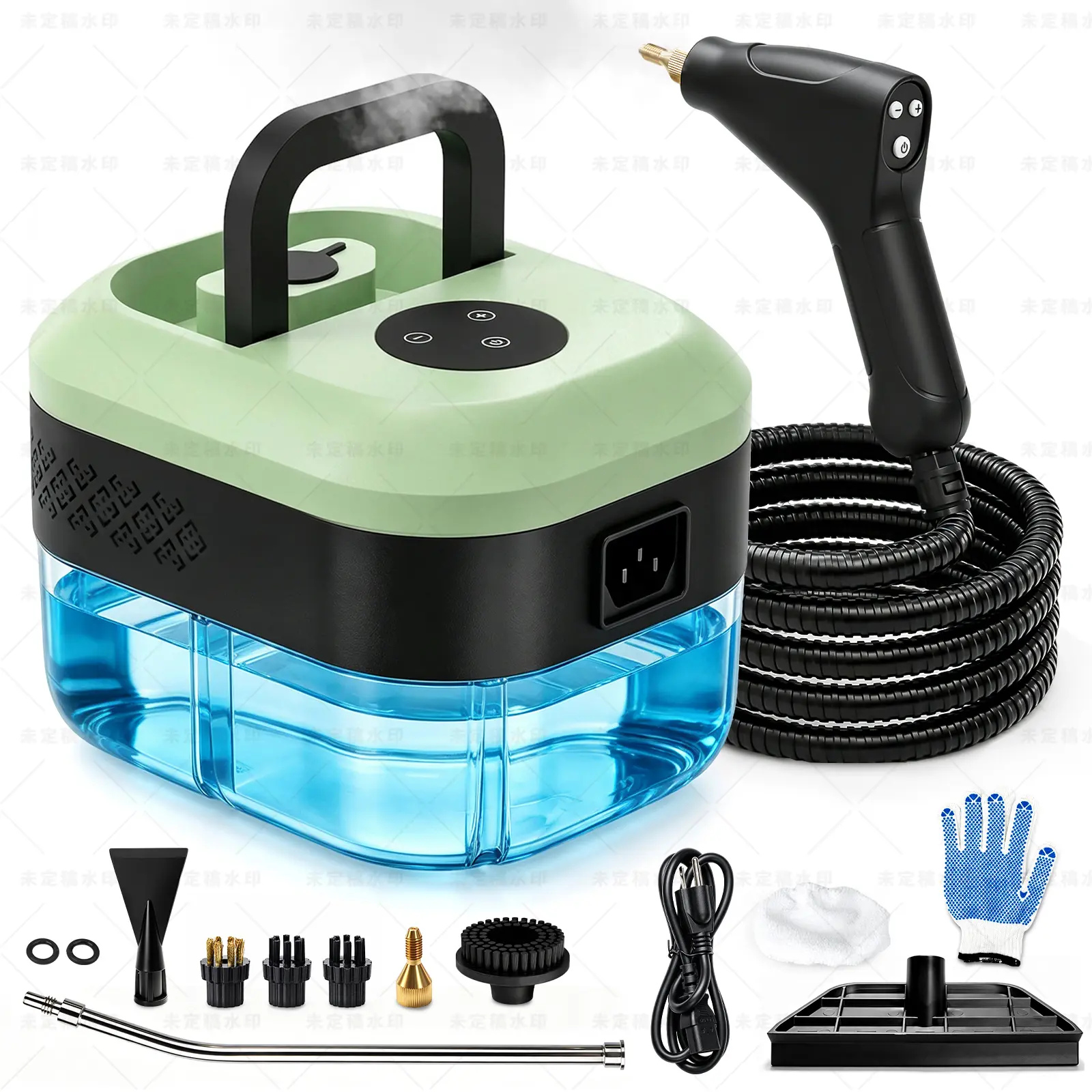 JARGUUO 1500W 11-in-1 Steam cleaner for house Portable Steamer for Cleaning with 11pcs Accessories, 6-Level Adjustable and 15s Heat-Up, Fast US S hipping，Handheld Steam Cleaner for Home, Tile, Dirt, Grout, Grease, Car Detailing（Macaron green）