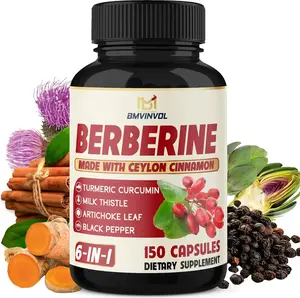 Berberine with Ceylon Cinnamon Turmeric Milk Thistle and Artichoke Liver Support Supplement Capsules with Black Pepper Extract for Immune Health Metabolism Blood Sugar Support and Antioxidant Complex