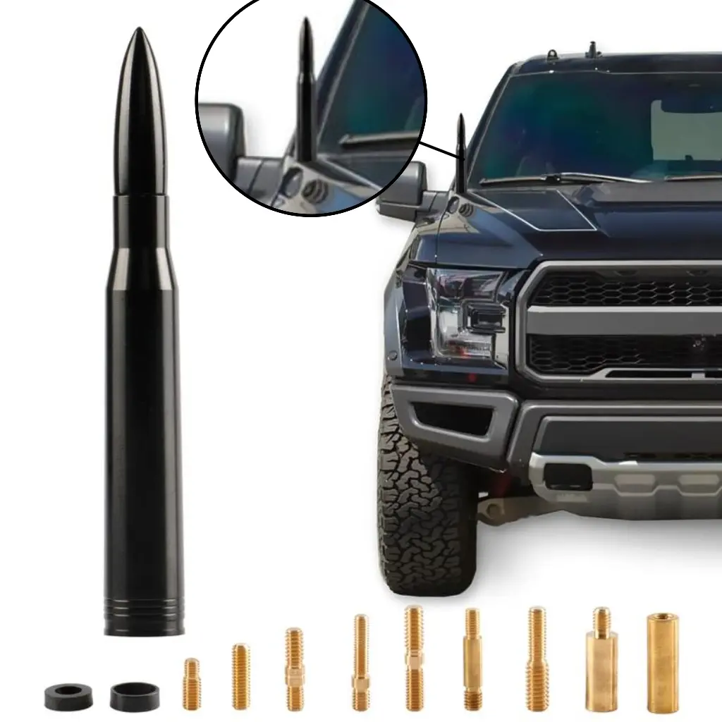 Bullet Antenna Mast Power Radio AM/FM Replacement Universal  Car Radio Antenna, Cool Car Accessories Widely Compatible Compatible with Ford, Dodge, GMC, Jeep, Toyota Truck Replacement Antenna