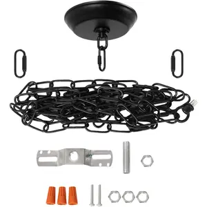 10 Feet Black Chain with 5" Light Kit for Chandelier, Swag Light Kit Light Fixture Mounting Bracket for Light