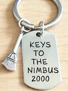 Wizarding World Nimbus 2000 Keychain, Funny Quote Dog Tag Key Ring, Perfect Gift for Harry Potter Lovers, Unique Accessory for Fans