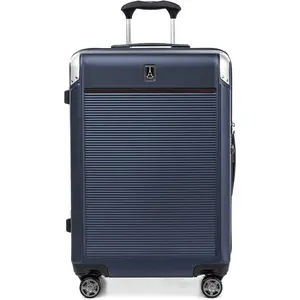 Platinum Elite Hardside Expandable Checked Luggage, 8 Wheel Spinner, TSA Lock, Hard Shell Polycarbonate Suitcase, True Navy Blue, Checked Medium 25-Inch