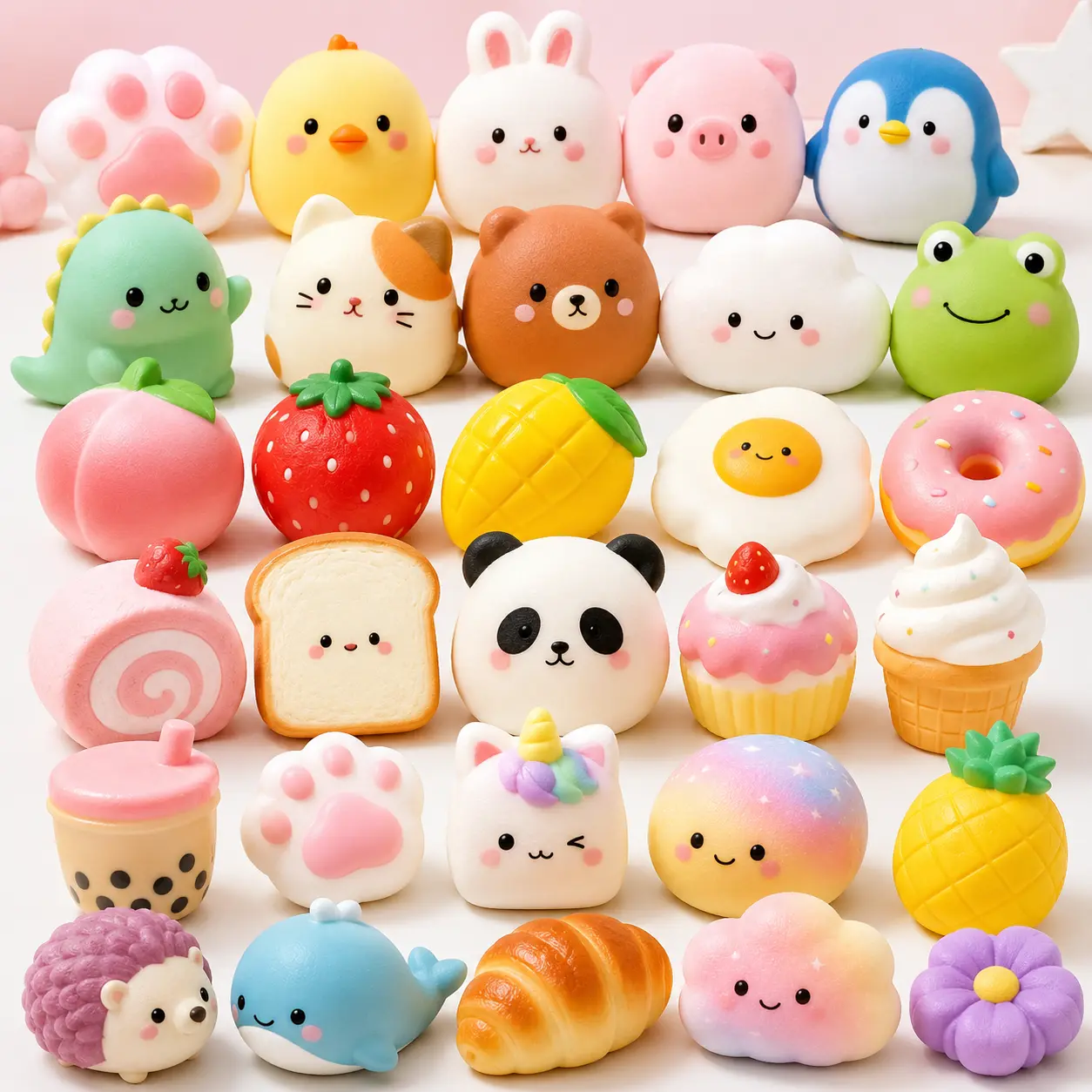 Cute Kawaii Squishy Toys Set – Soft Slow Rising Stress Relief Toys