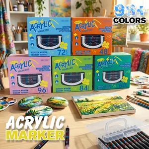 12-120 Color Dual Tip Acrylic Markers Set, Washable, Large Capacity, Cardboard Storage Box, Ideal for DIY, Graffiti, Note-Taking, Greeting Cards