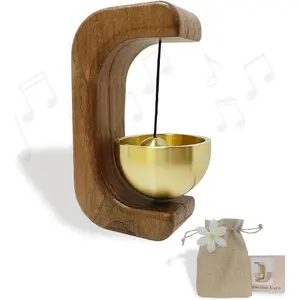 Natural Walnut Wooden Wind Chime Bells - No Paint Color Added, Magnetic & Adhesive, Soft Door Bell Entrance Reminder for Shopkeeper, Cafe, Garden, Store, Pet, Creative Housewarming Gift(Walnut)