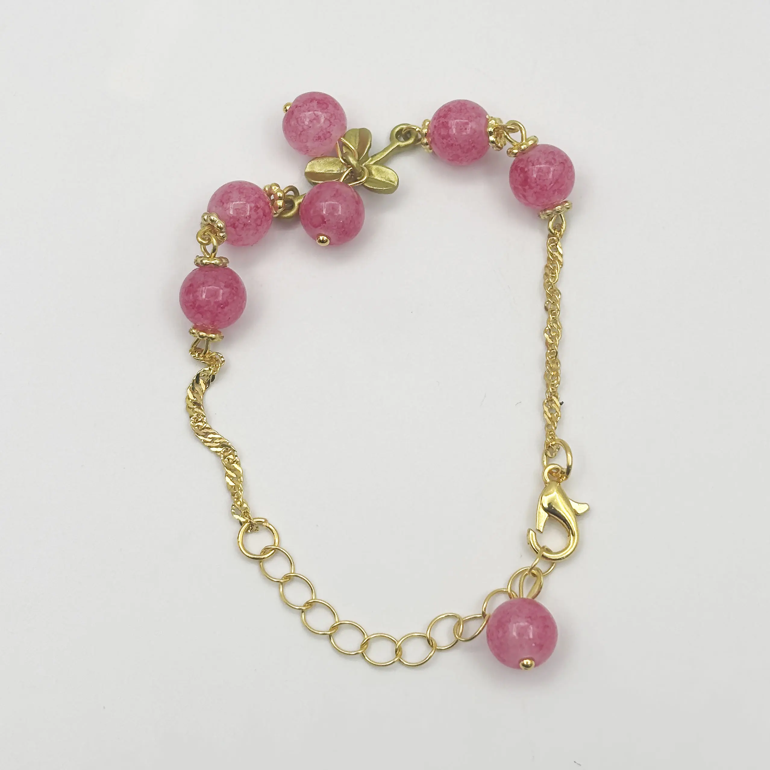 Dainty Early Spring Sweet Cherry Beaded Bracelet | Cute Fruit Charm Gold-Tone Adjustable Bracelet for Women Coquette Daily Wear Elegant Fairycore