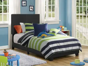 Dorian Faux Leather Upholstered Twin Panel Bed Black