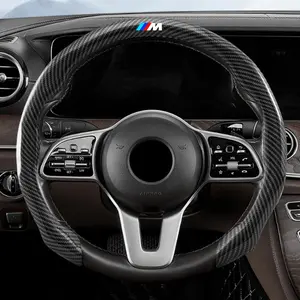 Carbon Fiber Silicone Car Steering Wheel Cover, Anti-Slip Booster Protection, Compatible with Bmw Models E46 E36 E34 F10 E90 F30 E60 E53 E30 E92 E87, Car Accessories