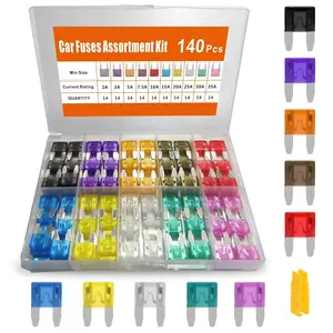 140pcs Mini Fuses Assortment Kit, Automotive Blade Fuses with Puller, Low Profile Car Fuse Replacement for Truck Camper ATV Boat RV Marine (2A 3A 5A 7.5A 10A 15A 20A 25A 30A 35A)