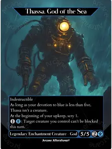 Thassa, God of the Sea - Full Art Altered Art Custom Proxy Card