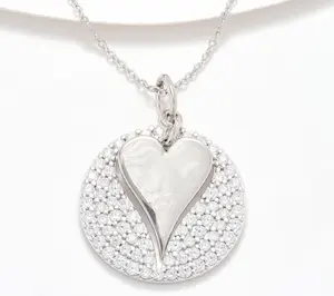 Diamonique x Jennifer Miller Cut Out Pave Motif Necklace, Sterl