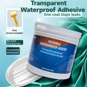 1kg Waterproof Adhesive with Free Brush for Daily Repairs & Damp Areas Invisible Transparent Agent Strong Bond