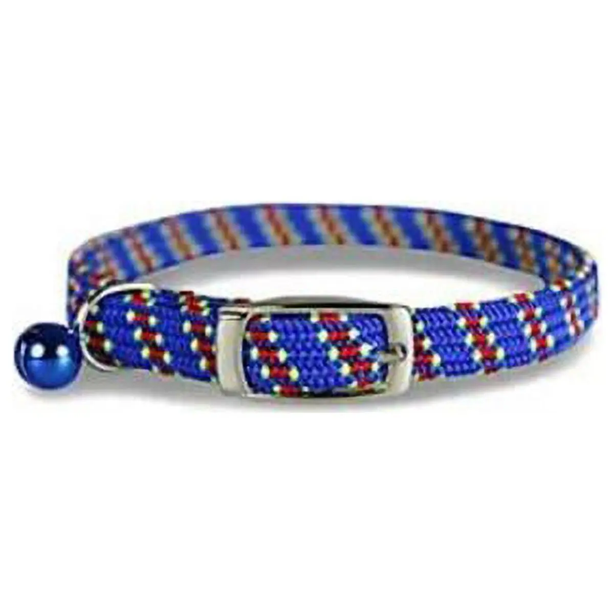 Leather Brothers 3914-BL 0.37 x 8-14 in. Pattern Stretch Cat Kwik Klip Collar with Bell, Blue