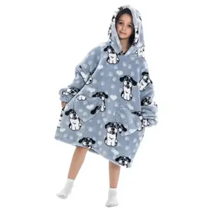 Cartoon Pattern Hooded Blanket, 1 Piece Kids Oversized Blanket Hoodie, Soft Comfortable Warm Throw Blanket, Blanket Hoodies with Pocket, Bedding Supplies for Home Bedroom Boys Girls